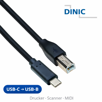 Cabo USB tipo C para ficha USB 2.0 B, preto, caixa DINIC com orifício europeu, 0,50 m